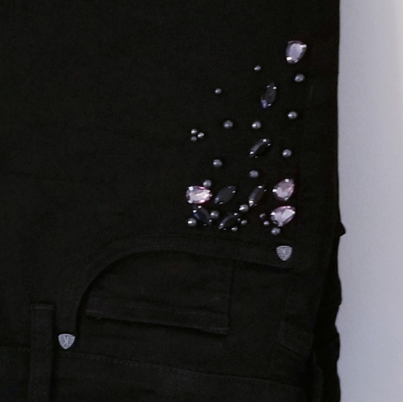 KUT FROM THE KLOTH BLACK STRAIGHT LEG JEANS WITH E - Picture 3 of 3